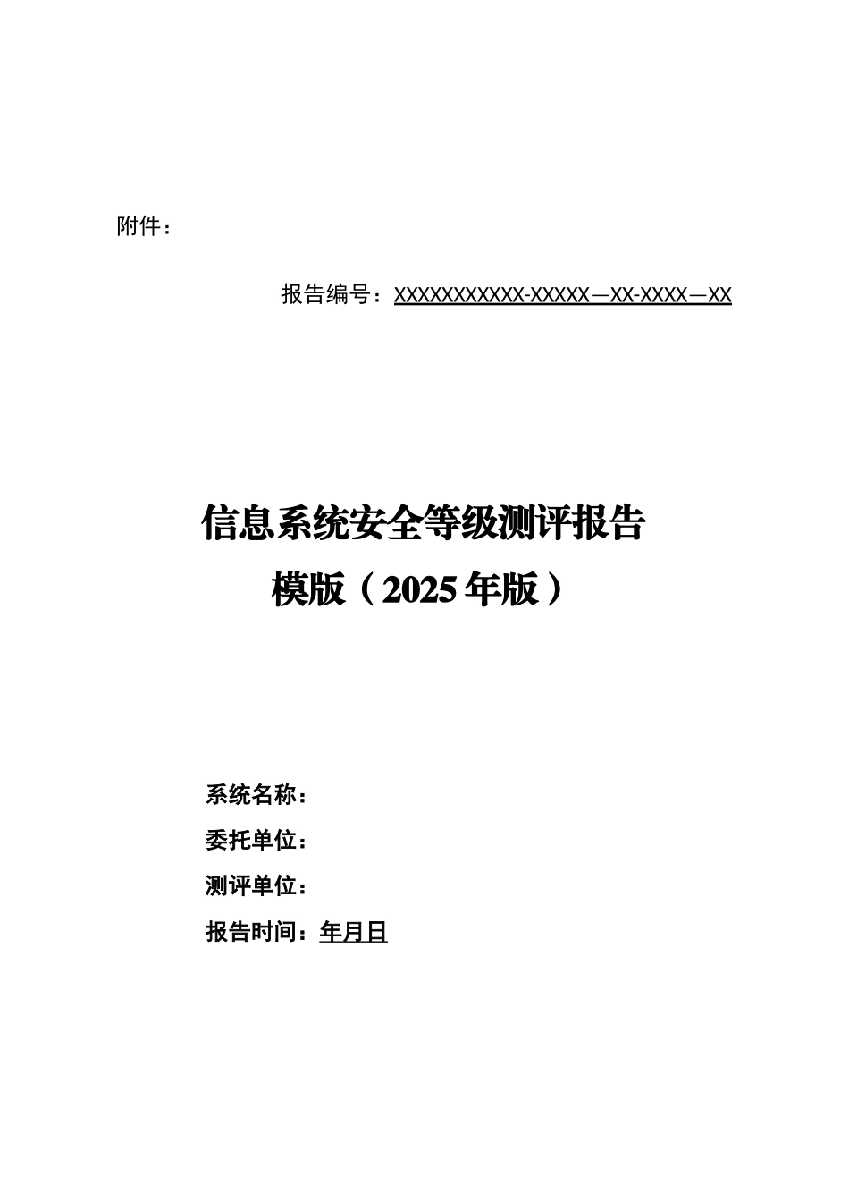 信息系统安全等级测评报告模版_第1页