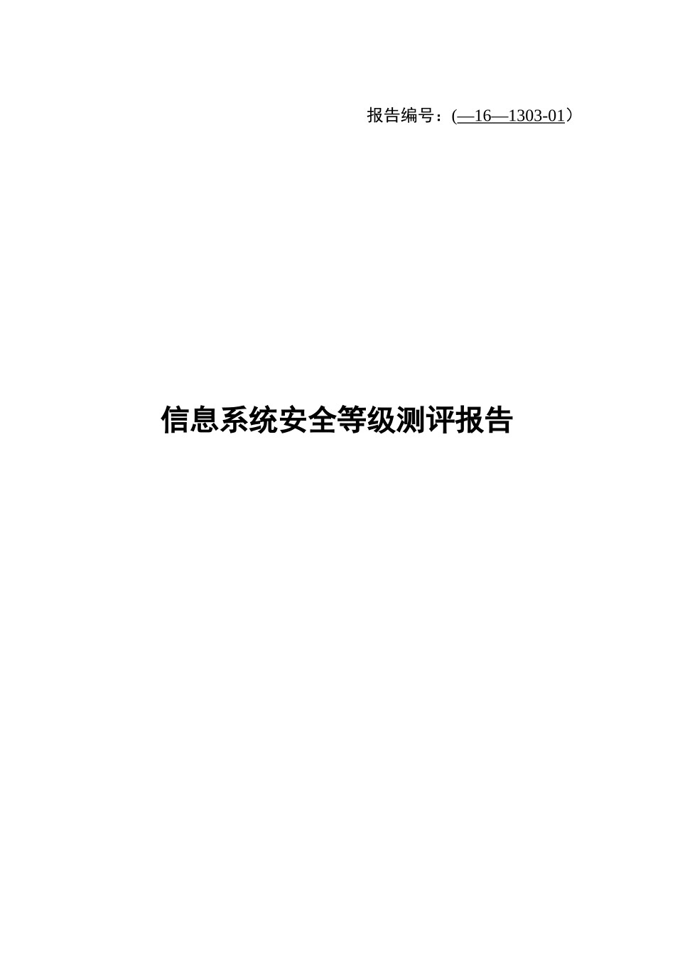 信息系统安全等级保护测评报告_第1页