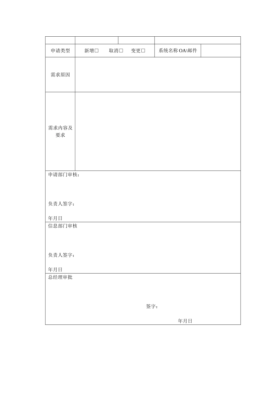 信息系统权限及需求申请表_第2页