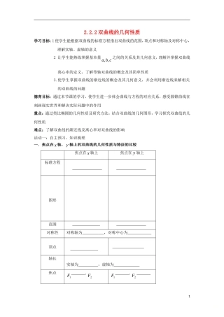高中数学 第二章 圆锥曲线与方程 2.2.2 双曲线的几何性质同步导学案 新人教B版选修1-1-新人教B版高二选修1-1数学学案