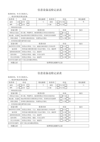 信息设备巡检记录表