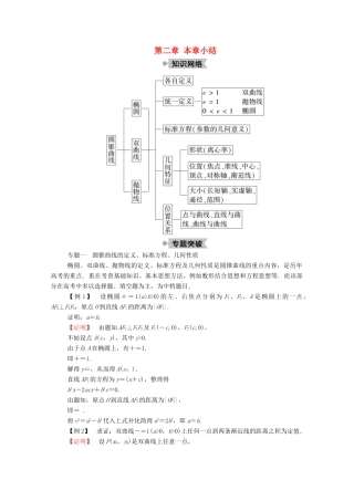 高中数学 第二章 圆锥曲线与方程本章小结学案（含解析）新人教A版选修2-1-新人教A版高二选修2-1数学学案