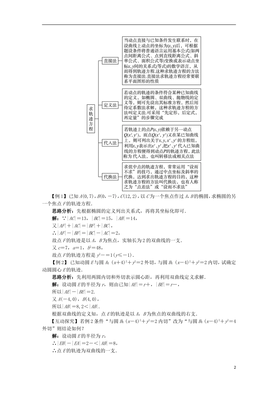 高中数学 第二章 圆锥曲线与方程本章整合学案 新人教B版选修2-1-新人教B版高二选修2-1数学学案_第2页
