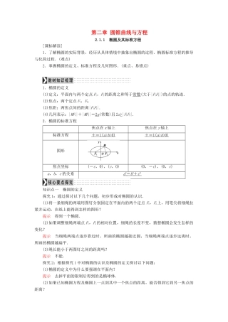 高中数学 第二章 圆锥曲线与方程学案 新人教A版选修1-1-新人教A版高二选修1-1数学学案
