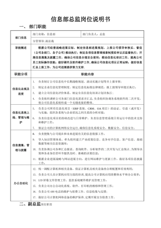 信息部总监岗位说明书
