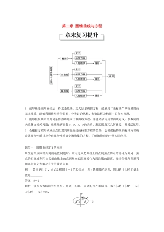 高中数学 第二章 圆锥曲线与方程章末复习提升教学案 新人教B版选修1-1-新人教B版高二选修1-1数学教学案