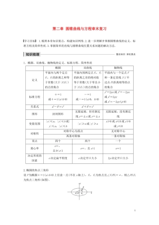 高中数学 第二章 圆锥曲线与方程章末复习学案（含解析）北师大版选修1-1-北师大版高二选修1-1数学学案