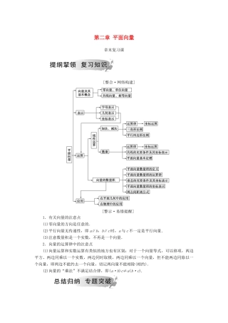 高中数学 第二章 平面向量章末复习课学案 新人教A版必修4-新人教A版高一必修4数学学案
