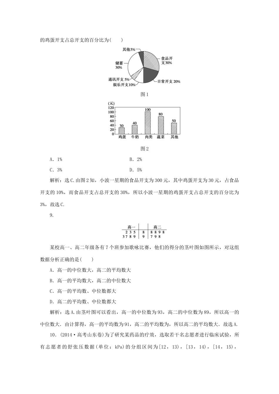高中数学 第二章 统计 章末综合检测学案 新人教A版必修3-新人教A版高一必修3数学学案_第3页