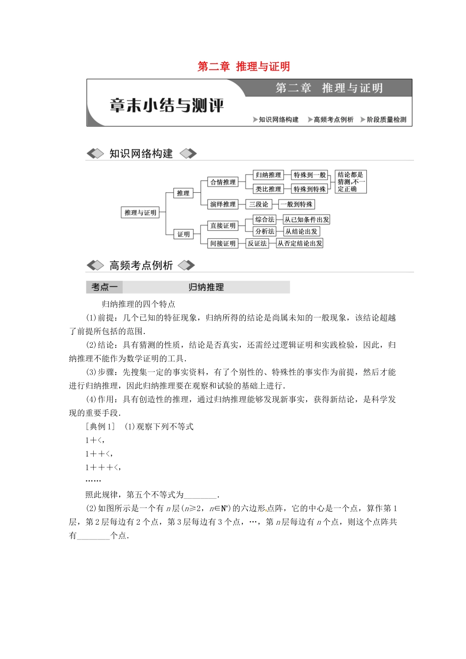 高中数学 第二章 推理与证明章末小结与测评创新应用学案 新人教A版选修1-2-新人教A版高二选修1-2数学学案_第1页