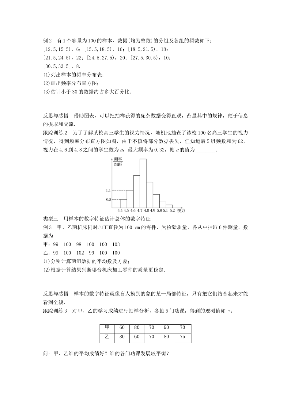 高中数学 第二章 统计章末复习课学案 苏教版必修3-苏教版高一必修3数学学案_第2页