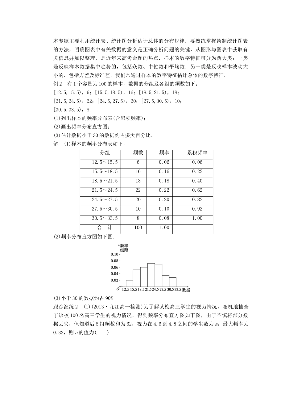 高中数学 第二章 统计章末复习学案 新人教B版必修3-新人教B版高一必修3数学学案_第3页