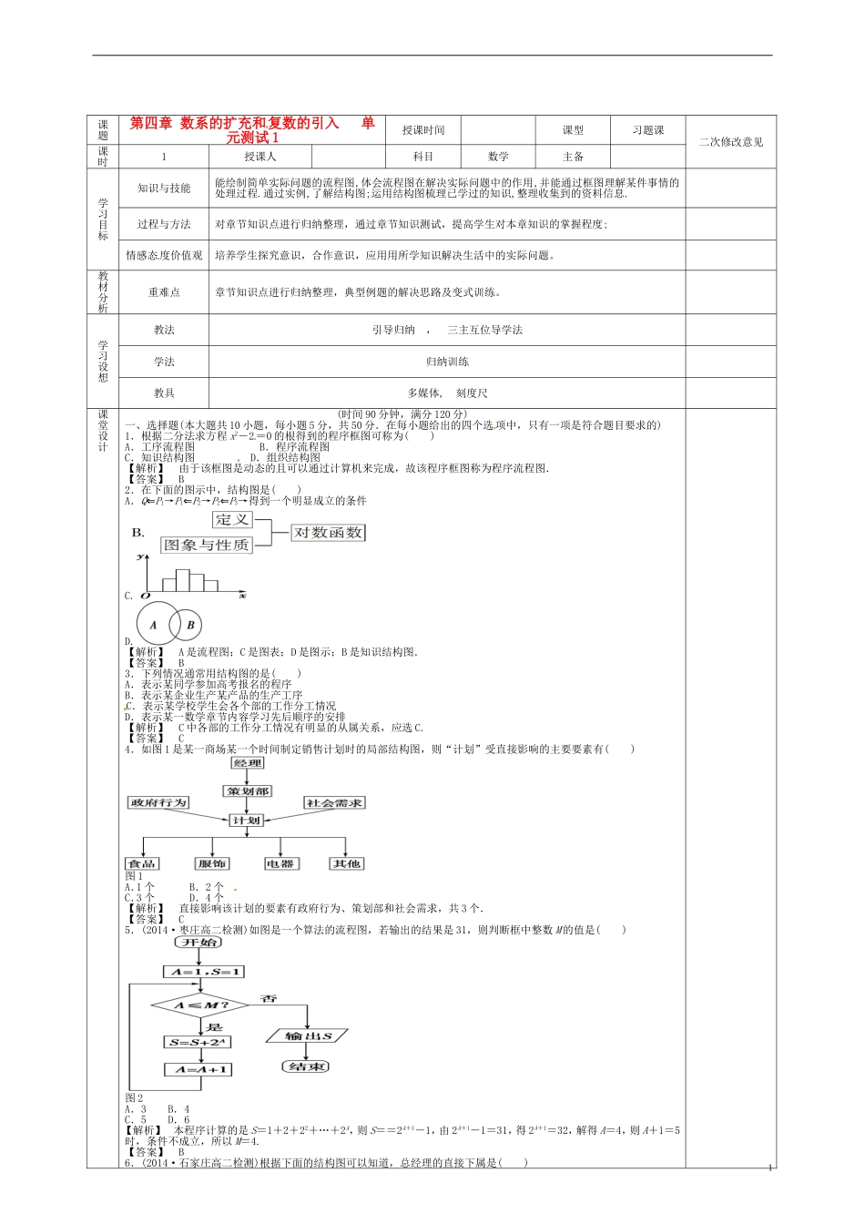 高中数学 第四章 框图学案1 新人教版选修1-2-新人教版高二选修1-2数学学案_第1页