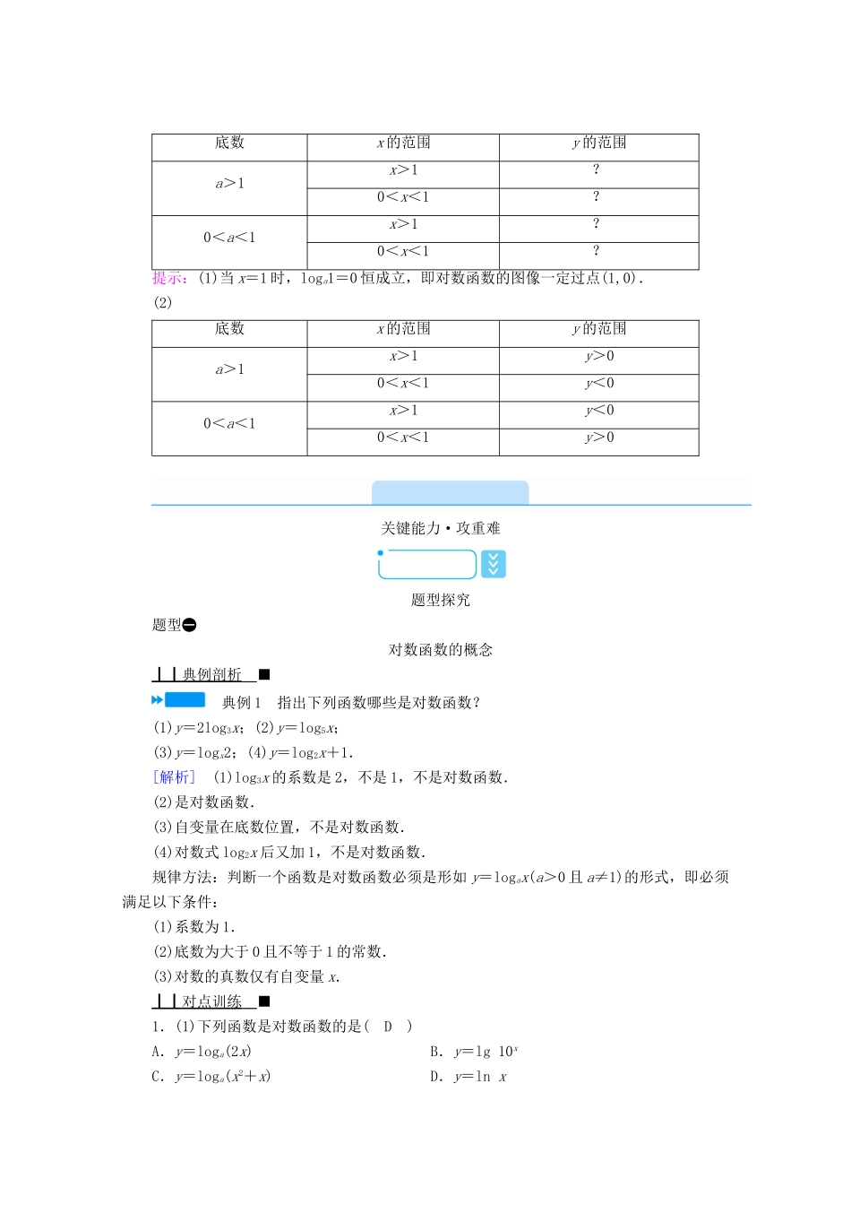 高中数学 第四章 指数函数、对数函数与幂函数 4.2.3 第1课时 对数函数的性质与图像学案（含解析）新人教B版必修第二册-新人教B版高一第二册数学学案_第2页