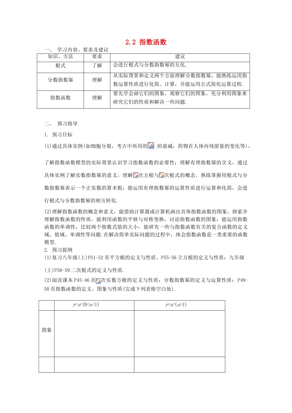 高中数学 第二章《基本初等函数》2.1指数函数学案 新人教A版必修1-新人教A版高一必修1数学学案_第1页