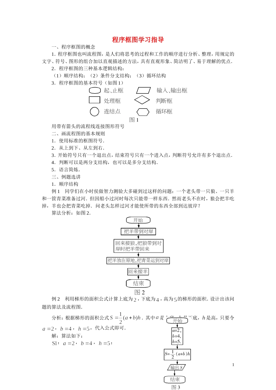 高中数学《程序框图》学案1 新人教B版必修3_第1页
