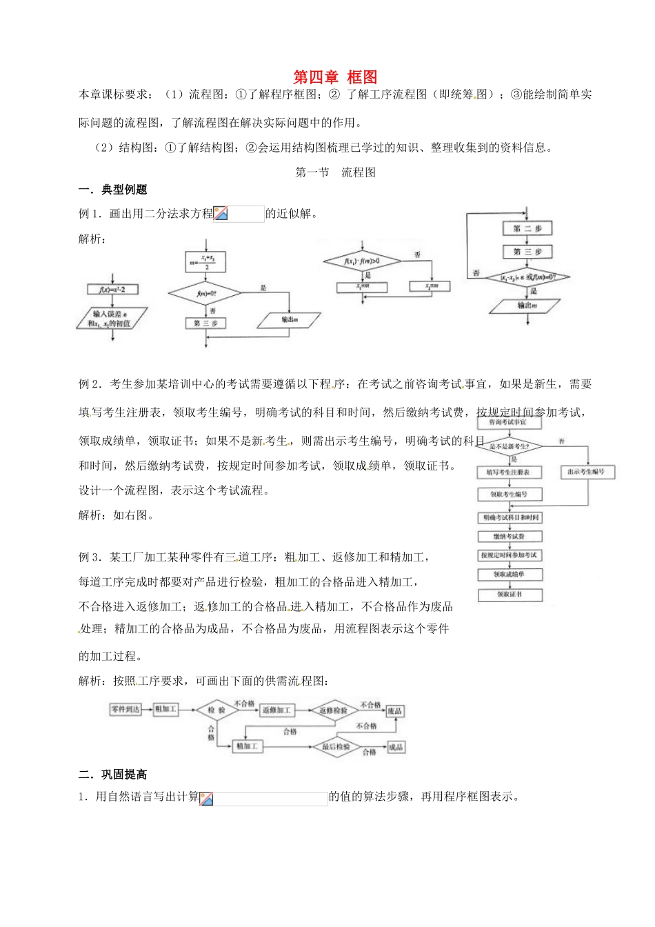 高中数学《第四章 框图》（2个小节）章节学案 新人教A版选修1-2_第1页