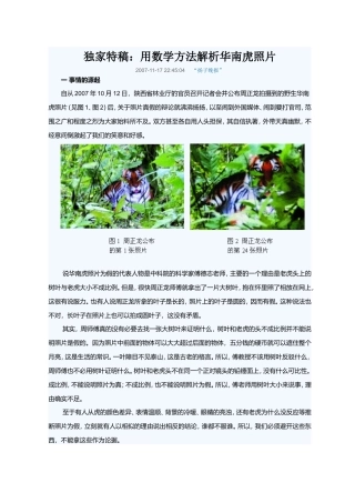 高中数学独家特稿用数学方法解析华南虎照片