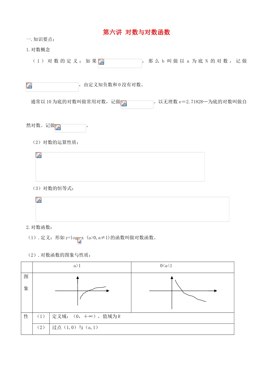 高中数学第6讲  对数与对数函数（学案）新人教版必修1_第1页