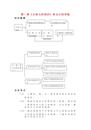 高中数学《立体几何初步》单元小结导航 学案1 新人教B版必修2
