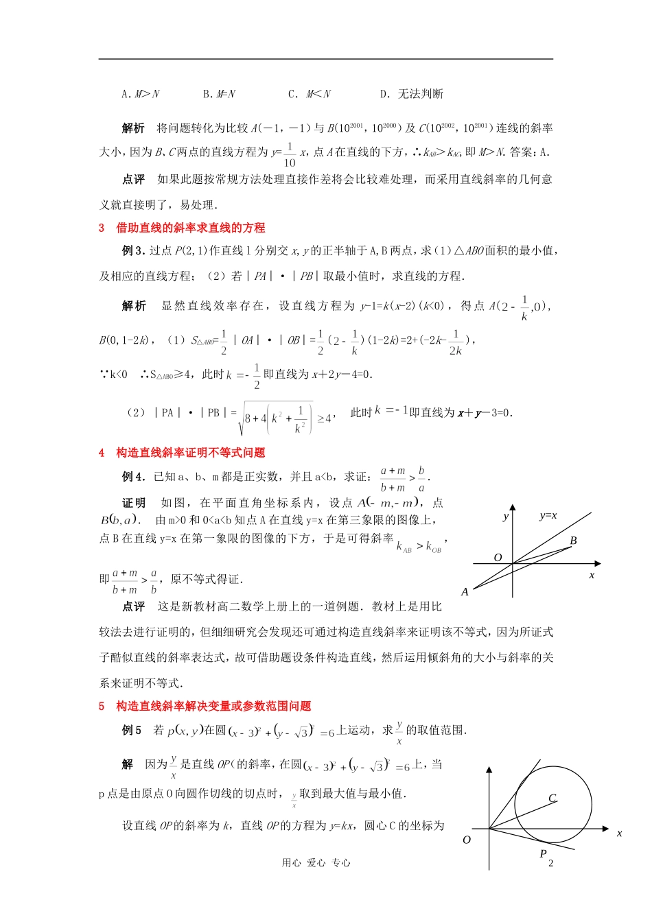 高中数学《直线的倾斜角和斜率-简析直线斜率的解题功效》文字素材 新人教A版必修2_第2页