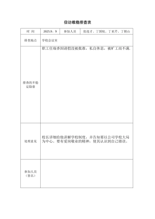信访稳定隐患排查表