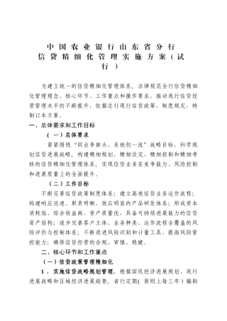 信贷精细化管理