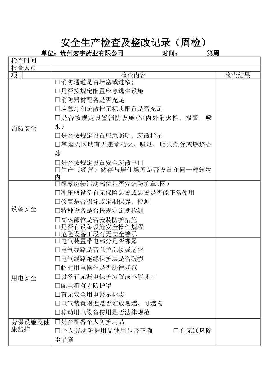 修改的-日常安全生产检查记录表_第1页