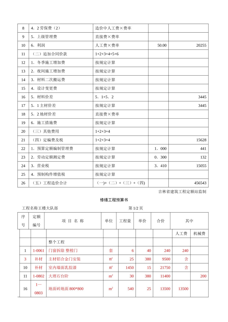 修缮工程预算书_第2页