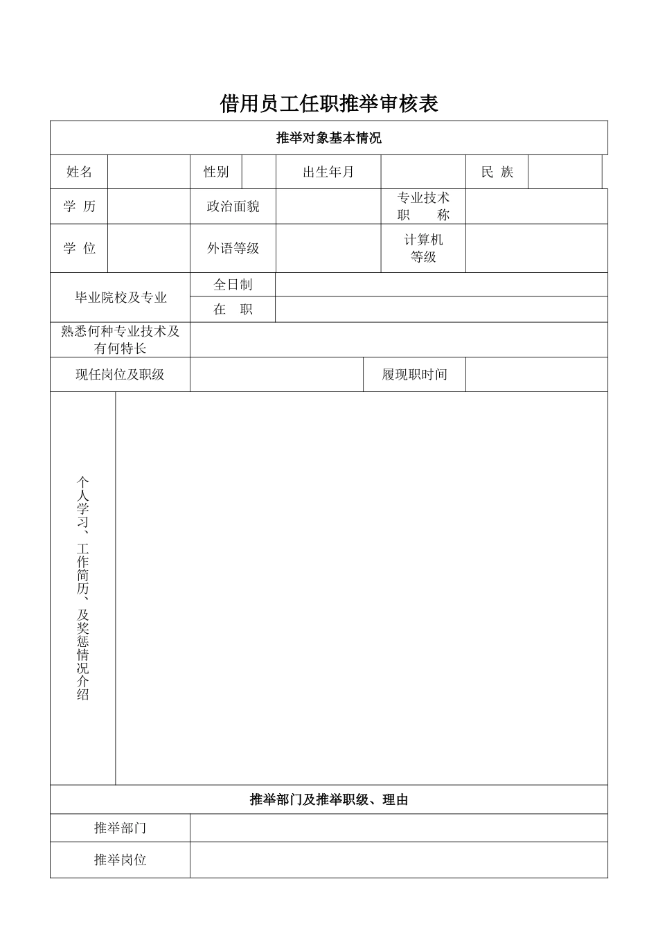 借用员工任职推荐审核表及审批流程_第2页