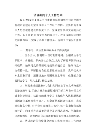 借调期间个人工作总结