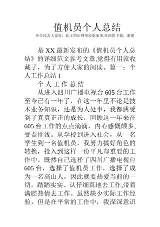 值机员个人总结