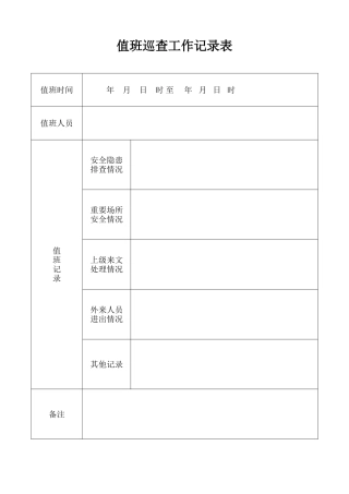 值班巡查记录表