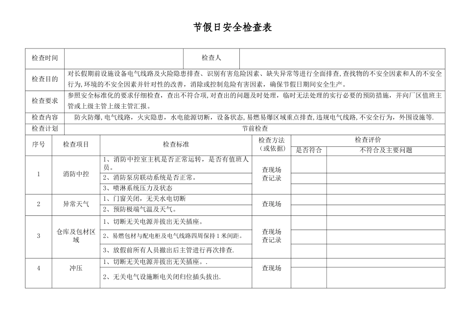 假日安全检查表_第1页