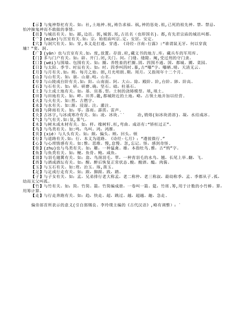 偏旁部首所表示的意义_第2页