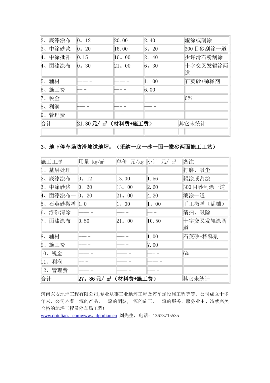 停车场地面工程施工设计预算表_第2页