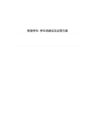 停车场建设及运营方案