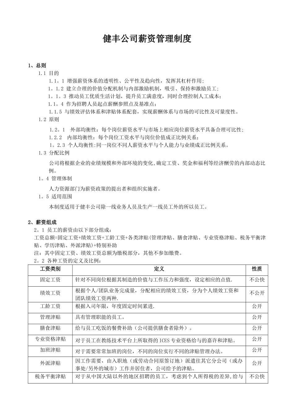 健丰公司薪资管理制度_第1页