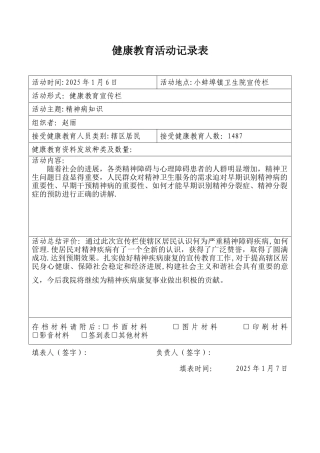 健康教育活动记录表85907