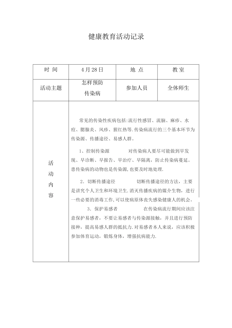 健康教育记录表_第1页