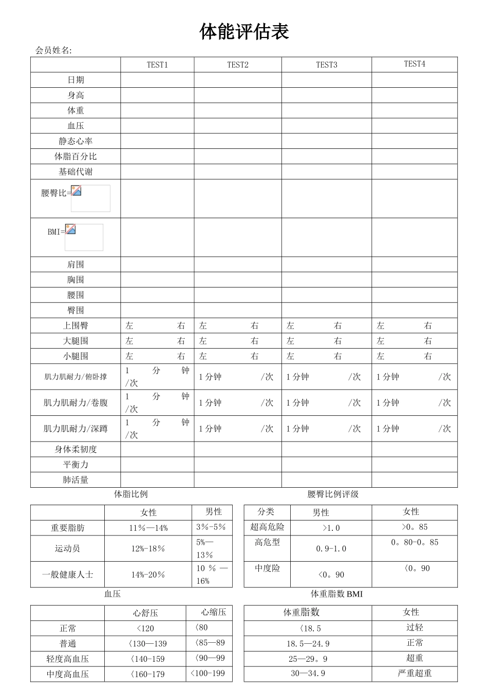 健身房体能评估表_第1页
