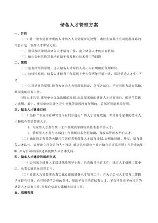 储备人才管理方案