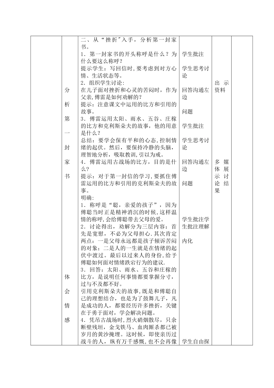 傅雷家书表格式教学设计_第2页