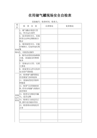 储气罐安全检查表