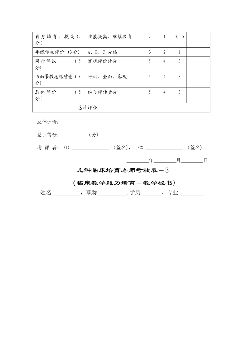 儿科临床培养教师考核表-1_第3页