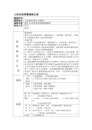儿科应急预案演练记录