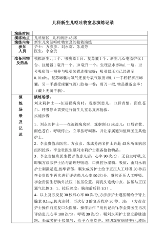 儿科突发新生儿窒息抢救应急演练