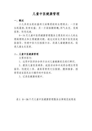 儿童中医药健康管理服务