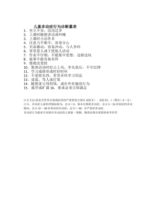 儿童多动症行为诊断量表