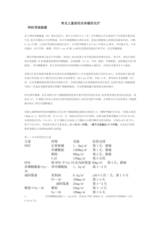 儿童常见实体瘤化疗方案